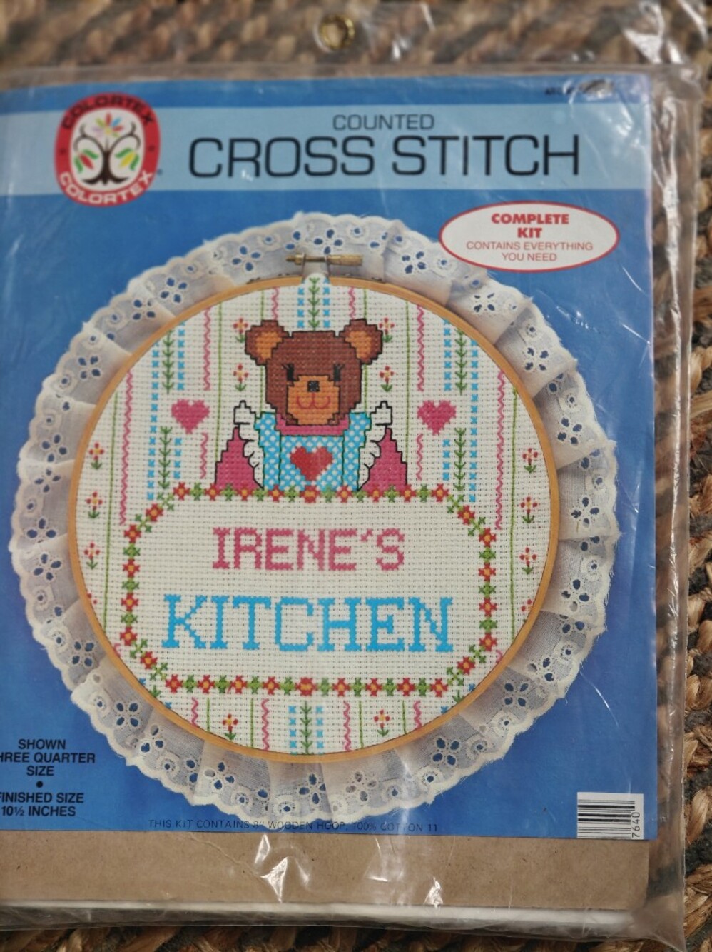 Vintage Cross Stitch Complete Kit Irene's Kitchen Wood New Colortex